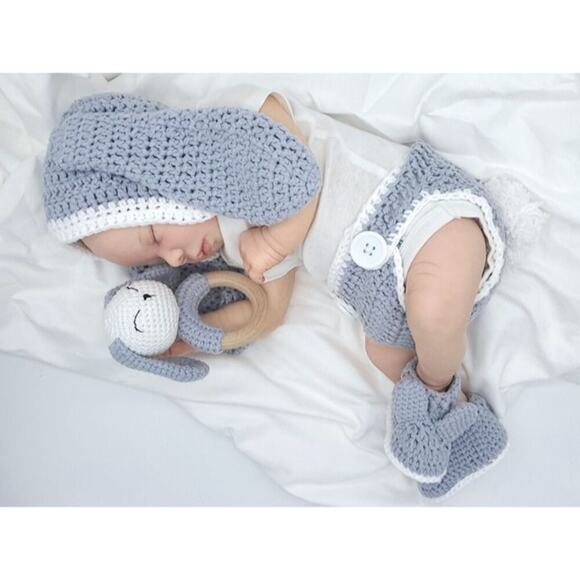 Handmade Crochet Bunny Baby Gift Set – Rattle, Bonnet, Booties & Diaper Cover - Picture 7 of 7